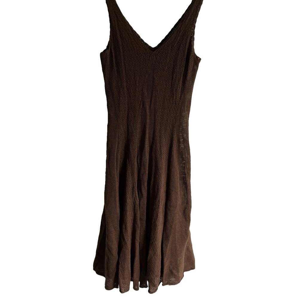 Lauren Ralph Lauren 100% Linen Knit Dress Size S Brown Lined Beach Coverup